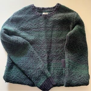 Frank & Oak | Oversized XL wool blend sweater | Blue green traditional stripes